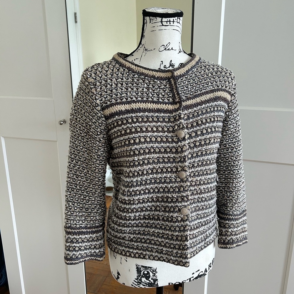 CHANEL Cream and Brown Cardigan